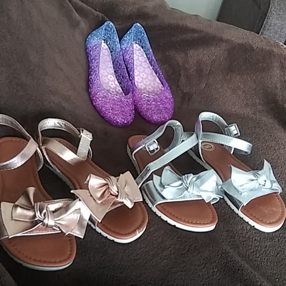 Lot of Three. 2 pair of Sandals and 1 pair of Flat